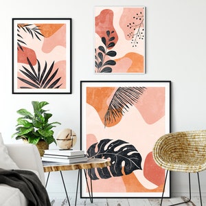 Boho Decor Set of 3 Prints, Boho Wall Decor, Mid Century Modern Wall Art, Boho Print Set, Terracotta Wall Art, Neutral Prints, Minimalist