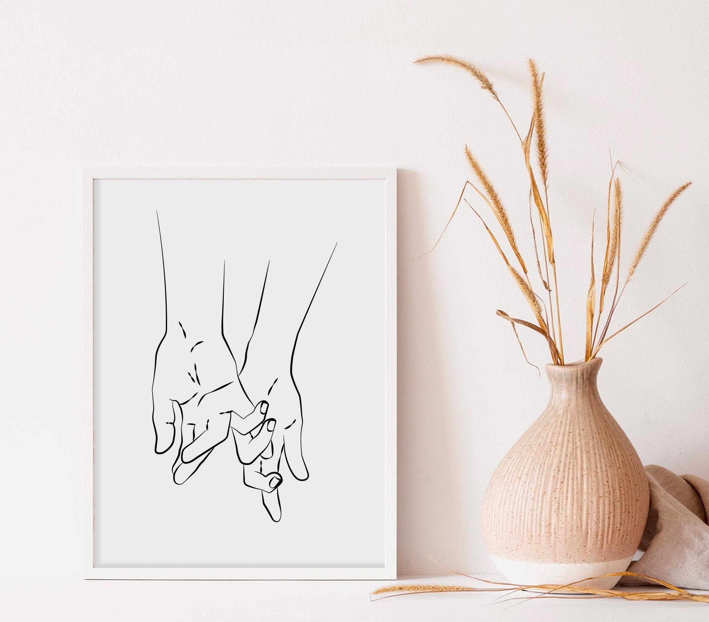 Abstract Couple Line Art, Romantic Poster, Anniversary Gift, Couple One Line Drawing