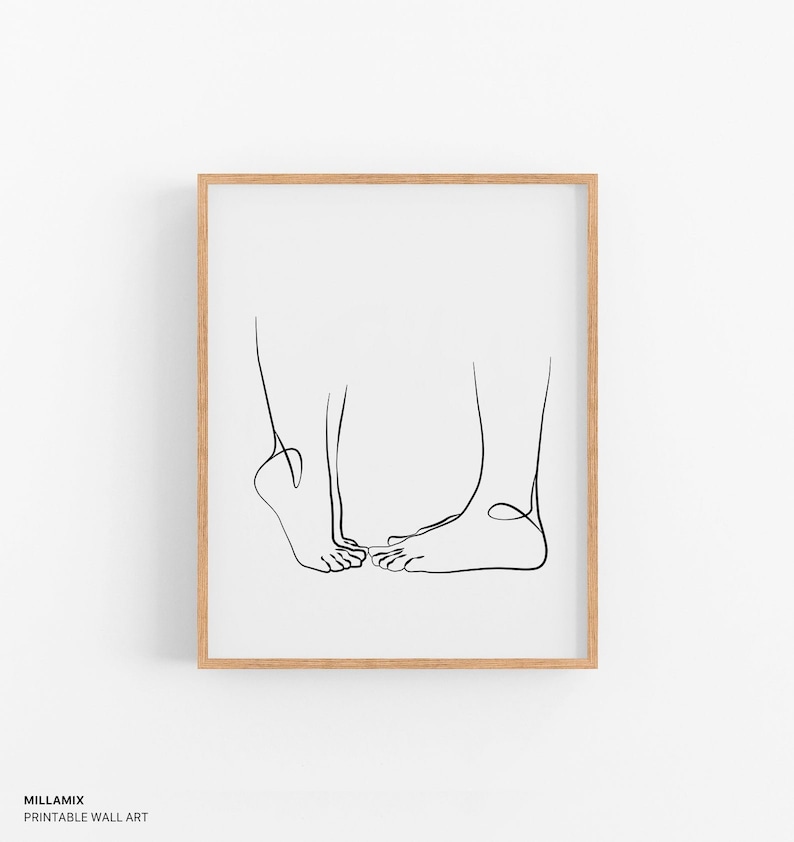 Couple Line Drawing, Digital Minimal Wall Art, Couple Art Print, Anniversary Gift, Couple Print Wall Decor Line Art Hands Print image 1