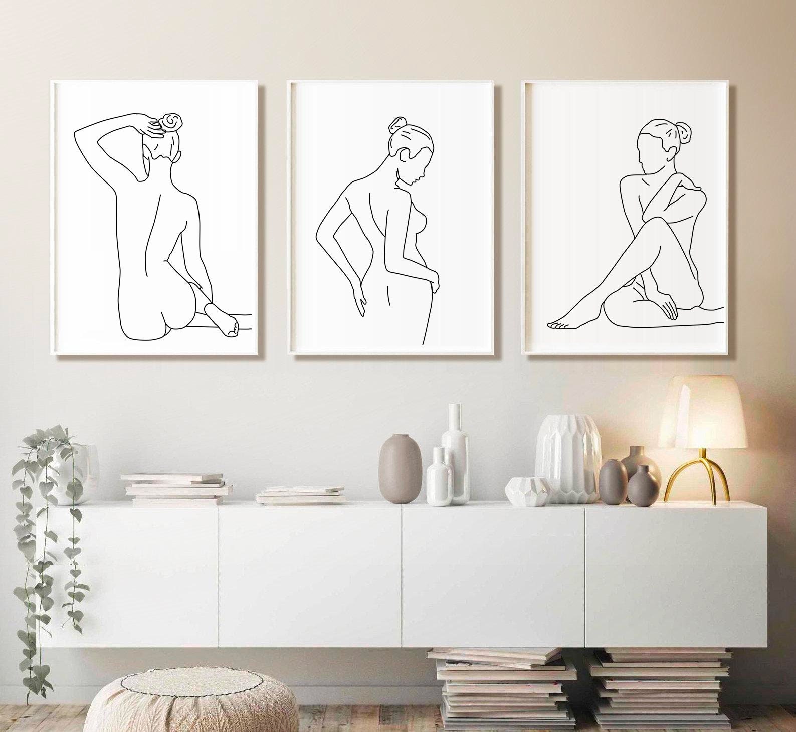 Female Nude Line Art Set of 3 Prints One Line Art Print | Etsy