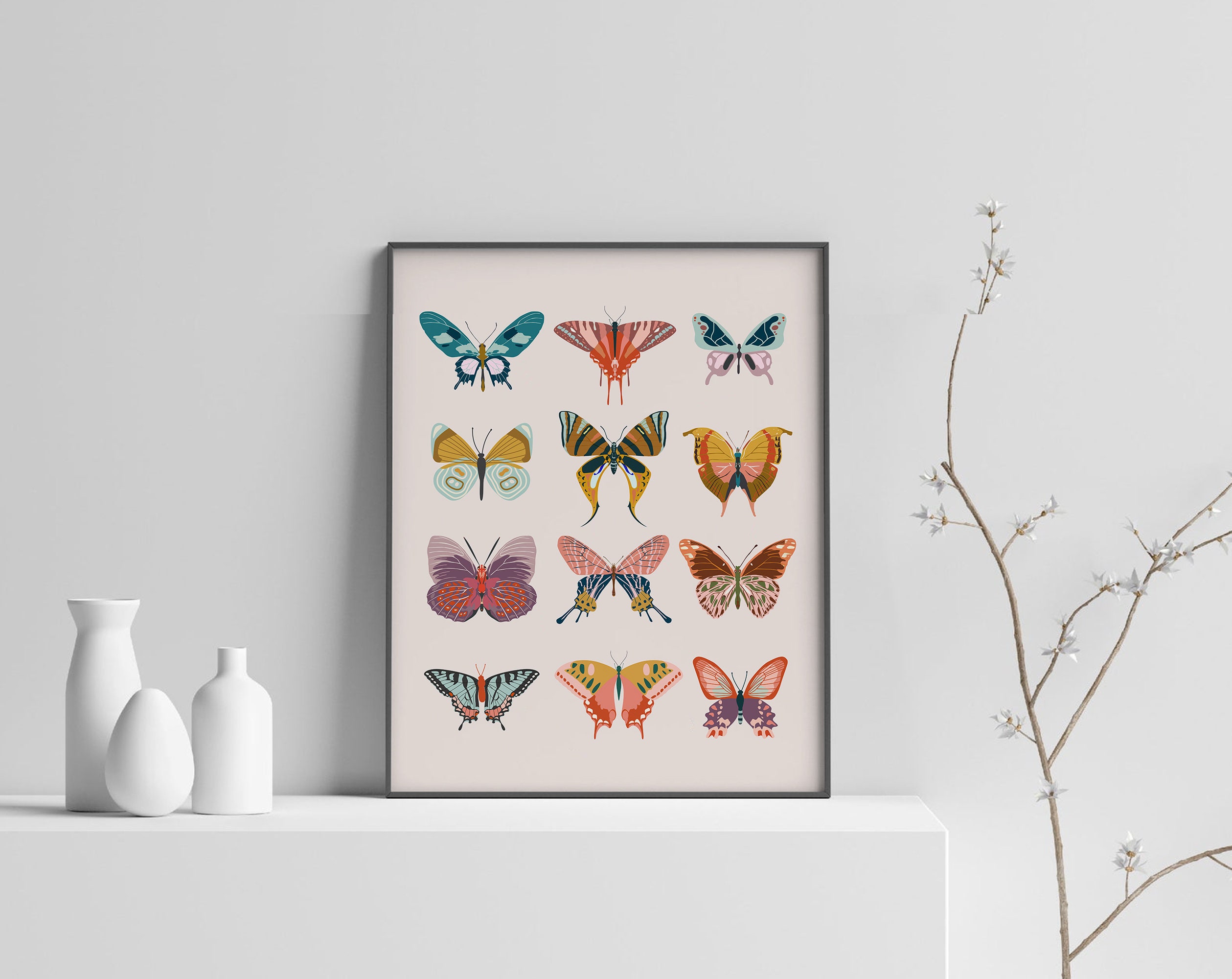 Boho Butterflies Printable Wall Art Digital Print Modern - Etsy