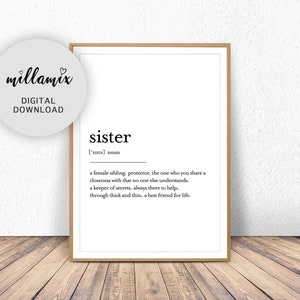 Sister Definition Printable | Modern Print | Minimal Print | Wall Decor | Sister Print | Sister | Type Poster | PRINTABLE | INSTANT DOWNLOAD