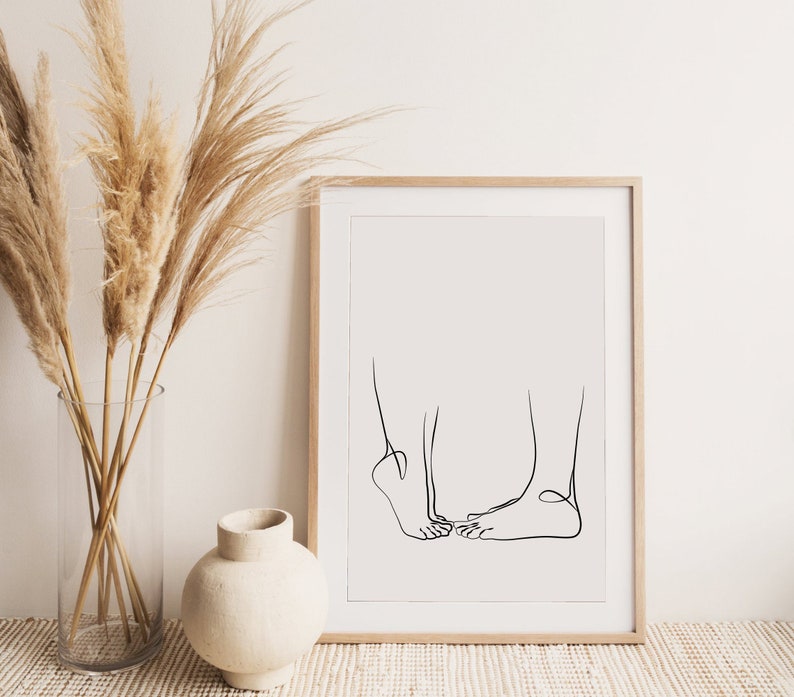 Couple Line Drawing, Digital Minimal Wall Art, Couple Art Print, Anniversary Gift, Couple Print Wall Decor Line Art Hands Print image 4