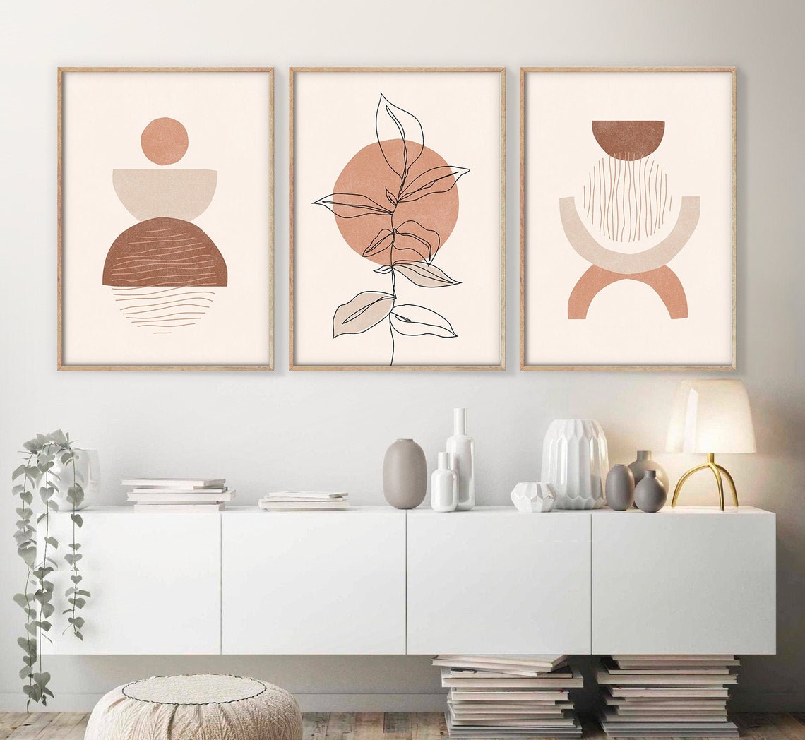 Boho Art Set of 3 Prints Abstract Gallery Wall Set Boho Wall - Etsy