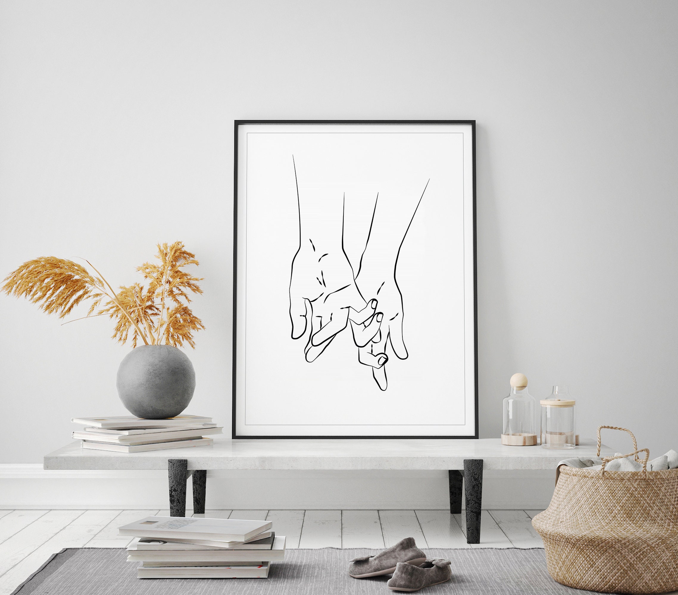Abstract Couple Line Art, Romantic Poster, Anniversary Gift, Couple One Line Drawing