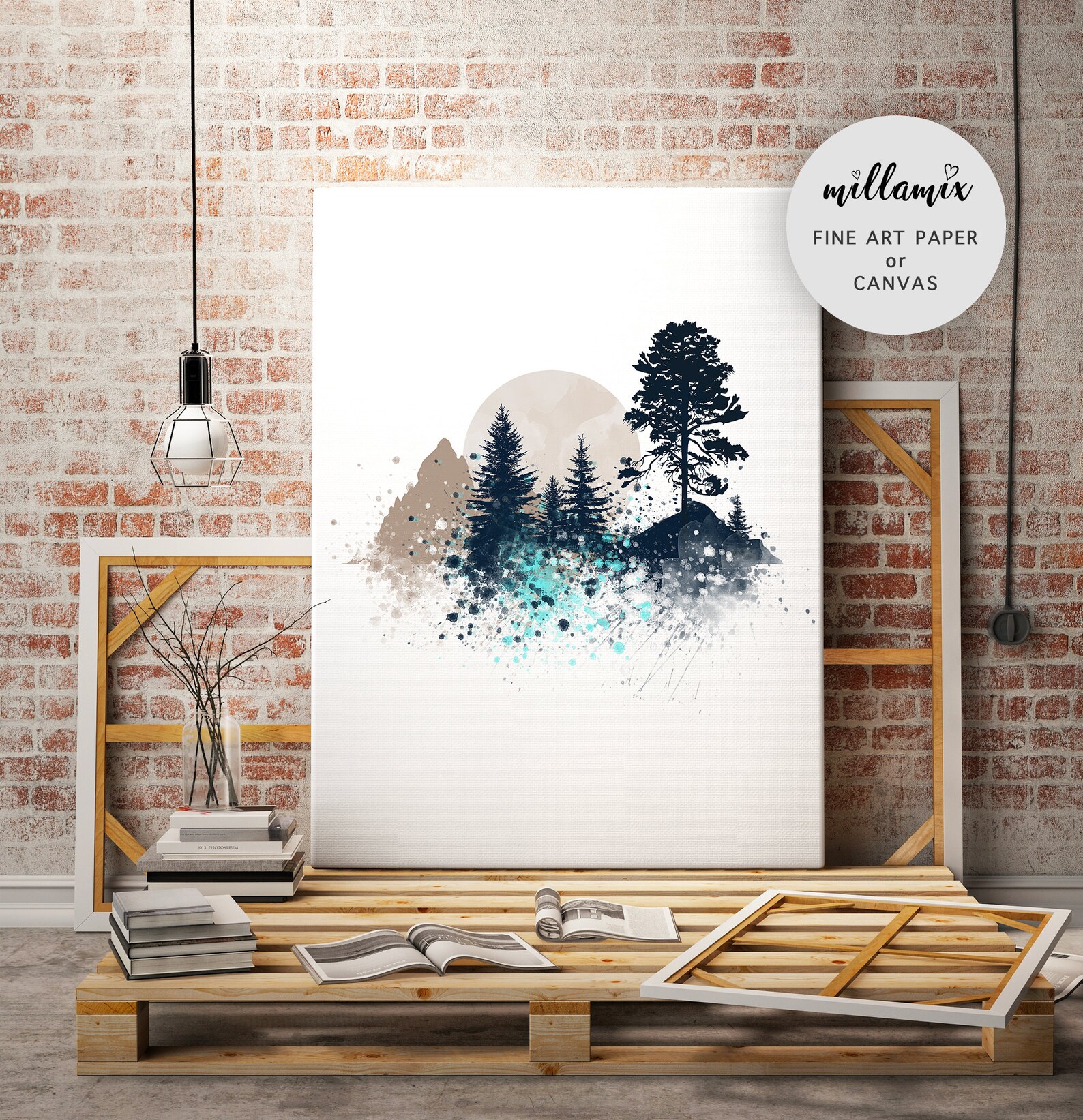 Blue Mountain Wall Art Art Prints Watercolor Poster Nature Etsy