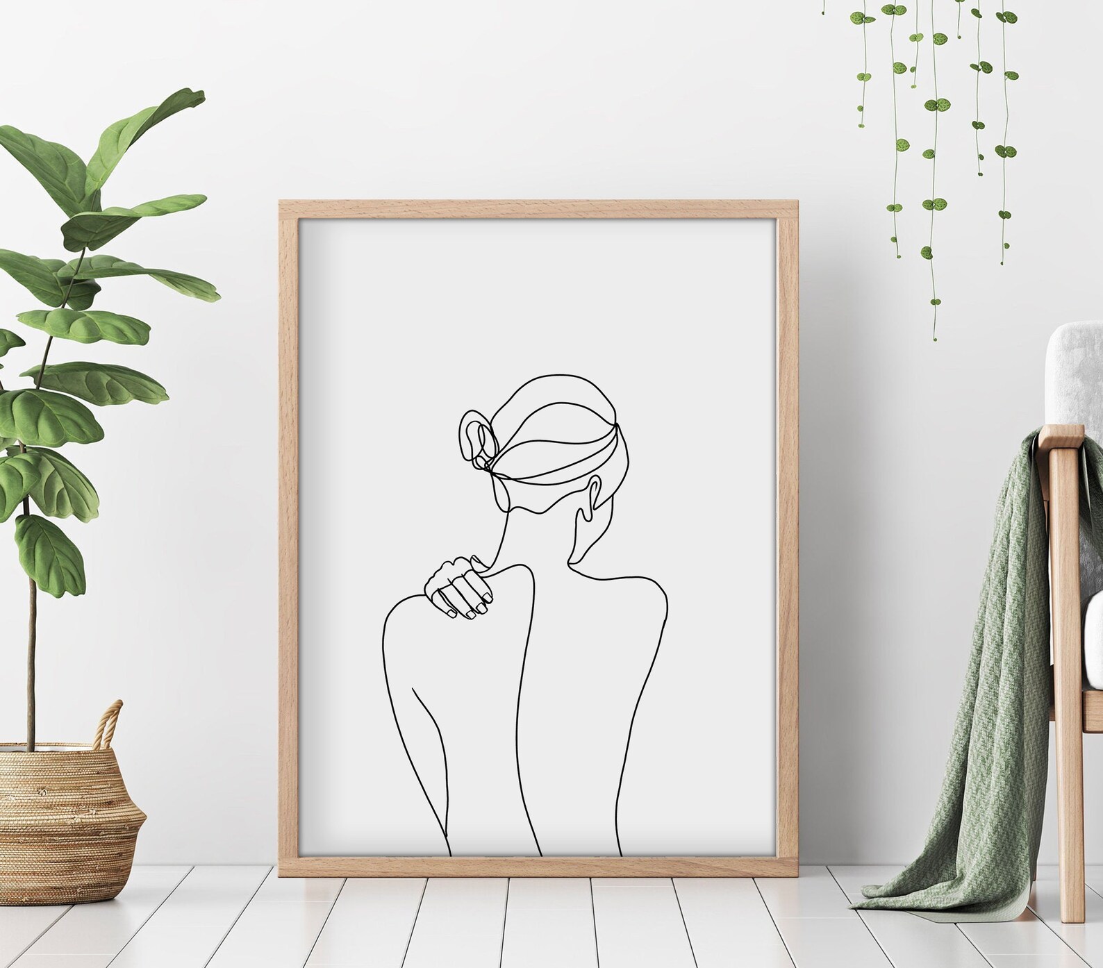 Woman Back Line Art Print: Minimalist Female Silhouette (digital ...