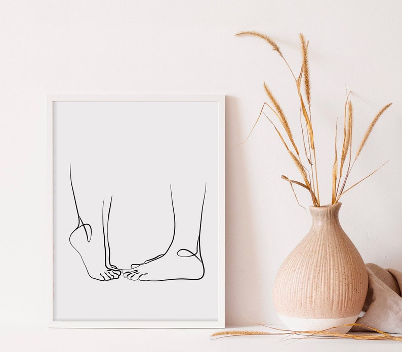 Couple Line Drawing, Digital Minimal Wall Art, Couple Art Print, Anniversary Gift, Couple Print Wall Decor Line Art Hands Print image 3