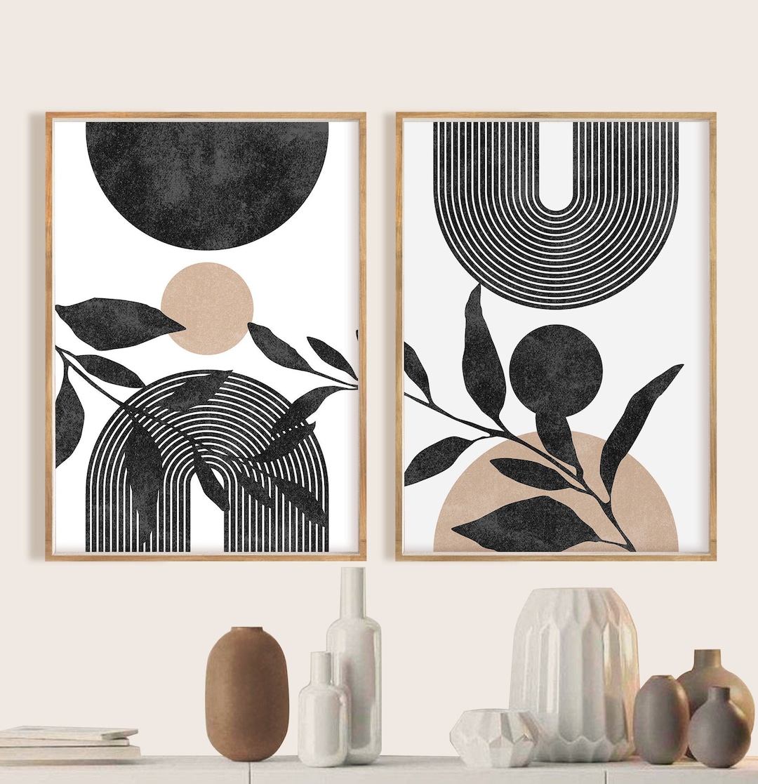 Mid Century Modern Abstract Spiral Art - Black and White Art Print
