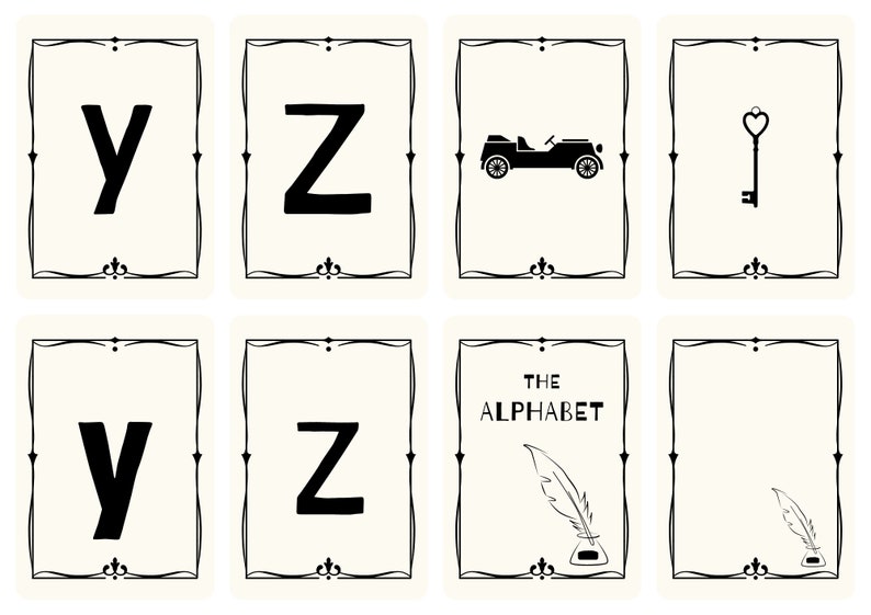 Antique Alphabet Printable Alphabet Flashcards ABC Flash Cards Etsy