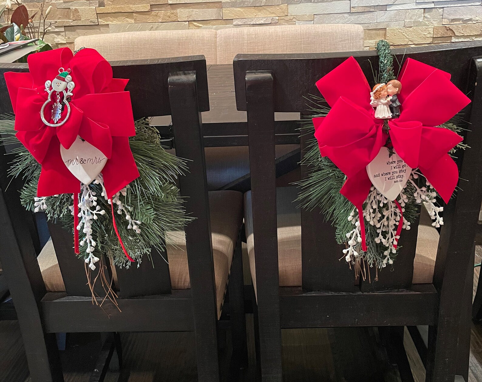 A Christmas Wedding Chair Swags Etsy