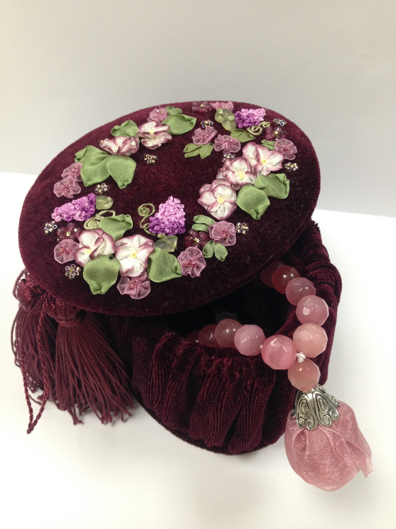 Casket with silkribbon embroidery decor like lilac Etsy