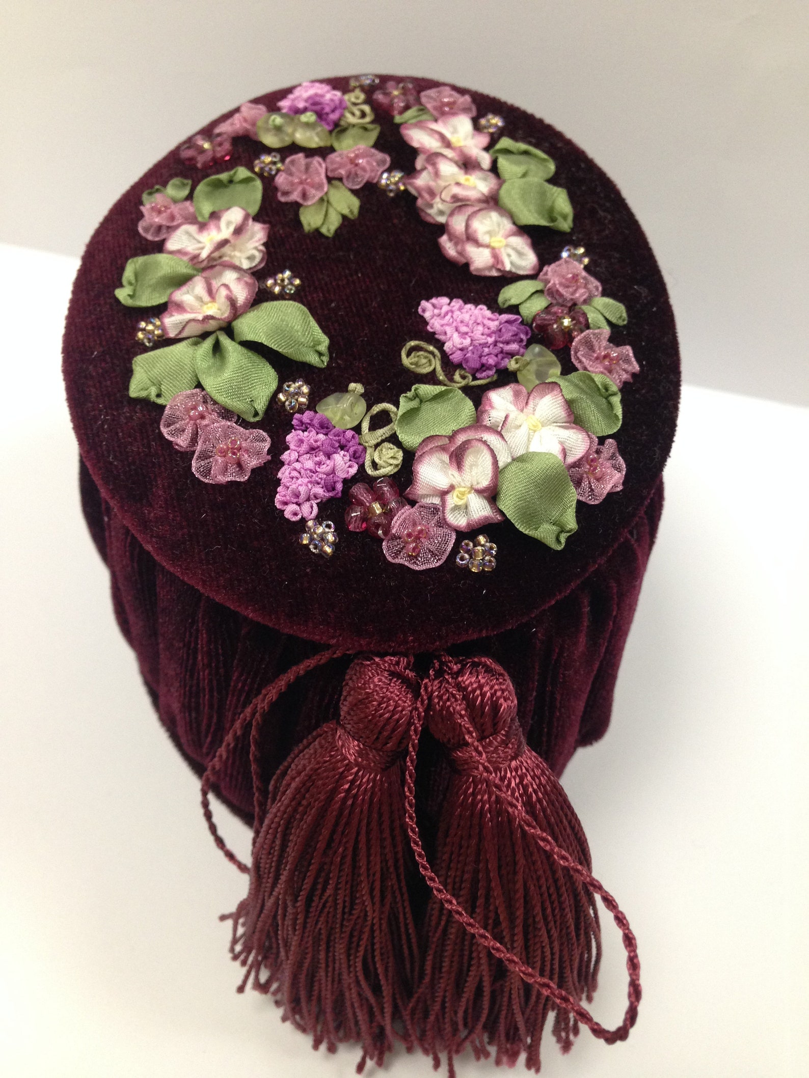 Casket with silkribbon embroidery decor like lilac Etsy