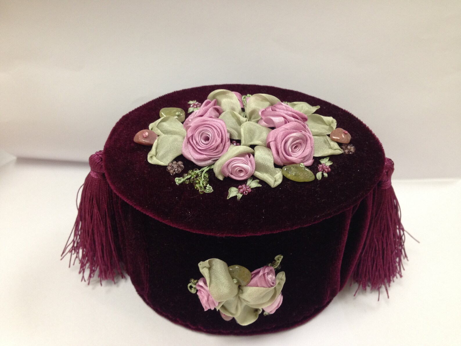 Casket with silkribbon embroidery decor like lilac Etsy