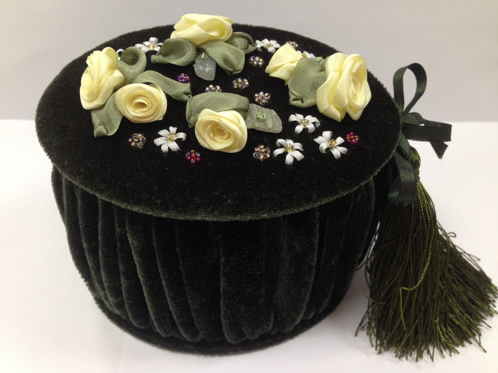 Casket with silkribbon embroidery decor like lilac Etsy