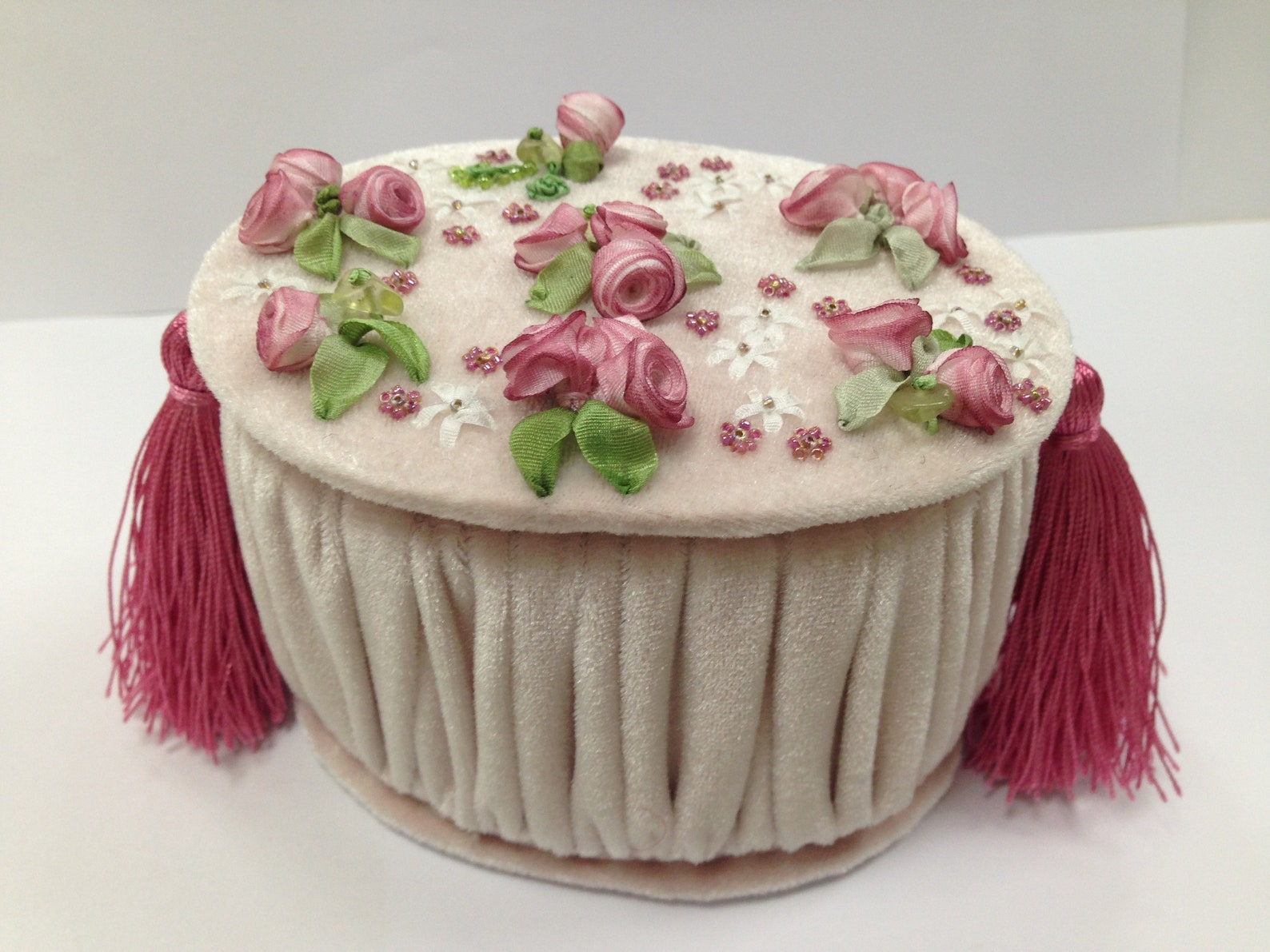 Casket with silkribbon embroidery decor like lilac Etsy