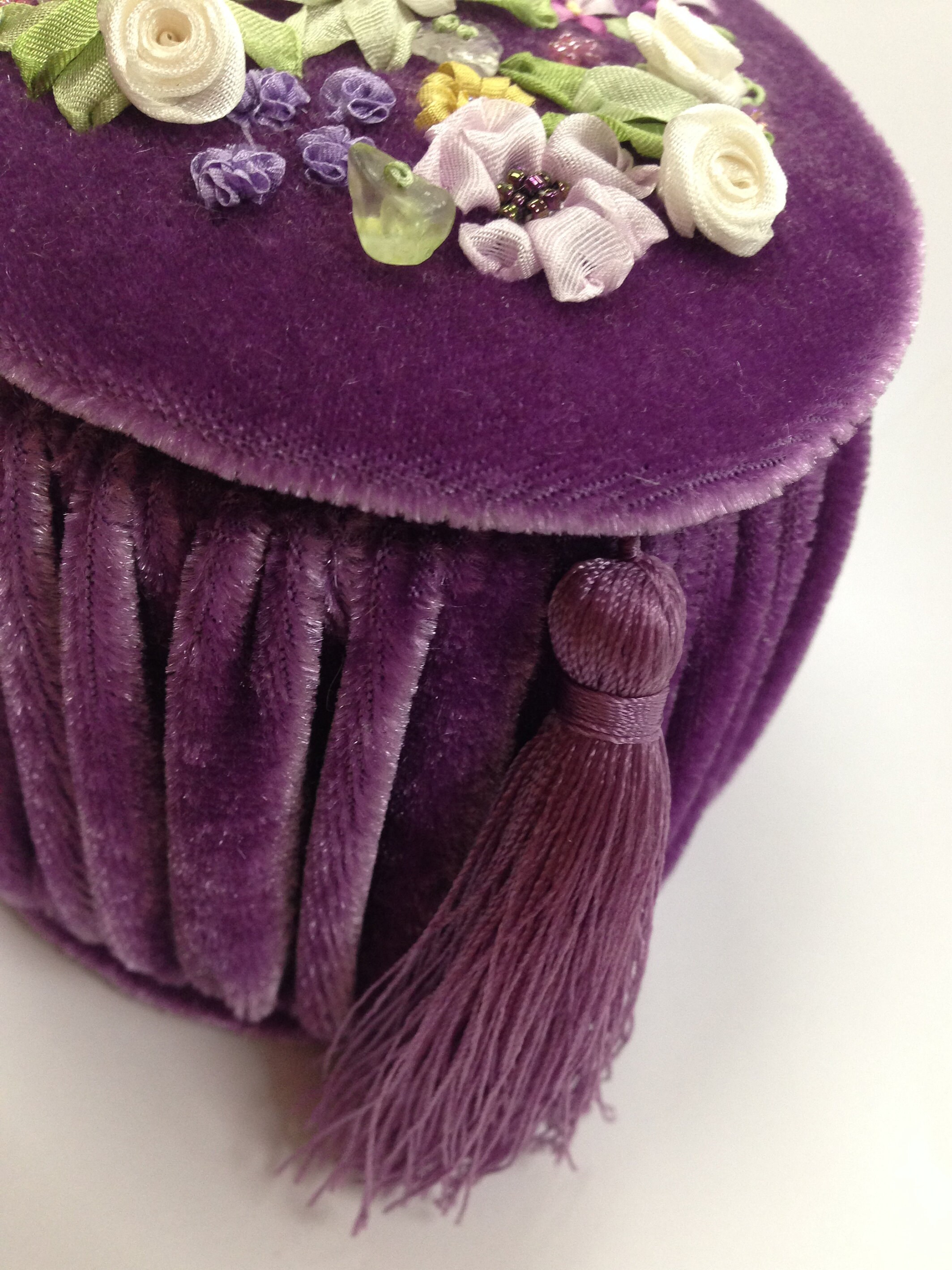 Casket With Silkribbon Embroidery Decor in Purple. Etsy