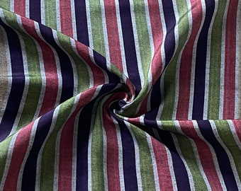 Colorful Turkish kutnu fabric. Multicolor striped woven kutnu fabric by the yard.