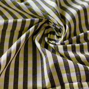 Yellow-white-black Plaid Kutnu fabric by the yard. 32” wide woven Turkish fabric.