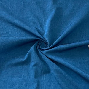Blue Turkish Kutnu fabric. Silk and cotton woven fabric by the yard.