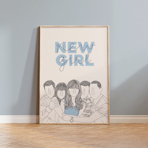 NEW GIRL Minimal TV Show Art Print // Colour Black and White Etsy