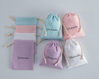 50Pcs Personalized Logo Cotton Drawstring Bag Jewelry Package Wedding Favor Bags Gift Pouches  earring necklace bags