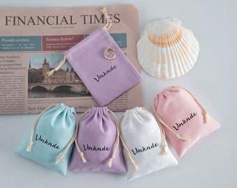 100Pcs Custom Logo Jewelry Packaging Drawstring Pouch Wedding Favor Bags Gift Pouches Pure Cotton Packing free shipping