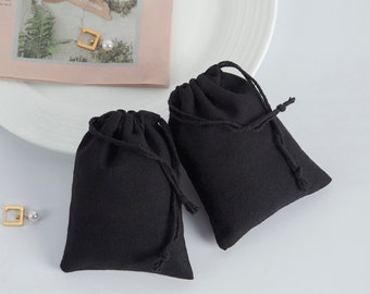 100Pcs Black Cotton Drawstring Pouches: Jewelry Gift Favor Bags