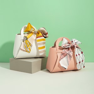 Borsa in pelle con sciarpa per matrimonio, festa, decorazione pasquale, baby shower, Ramadan, Eid Mubarak, caramelle, cosmetici, confezioni regalo