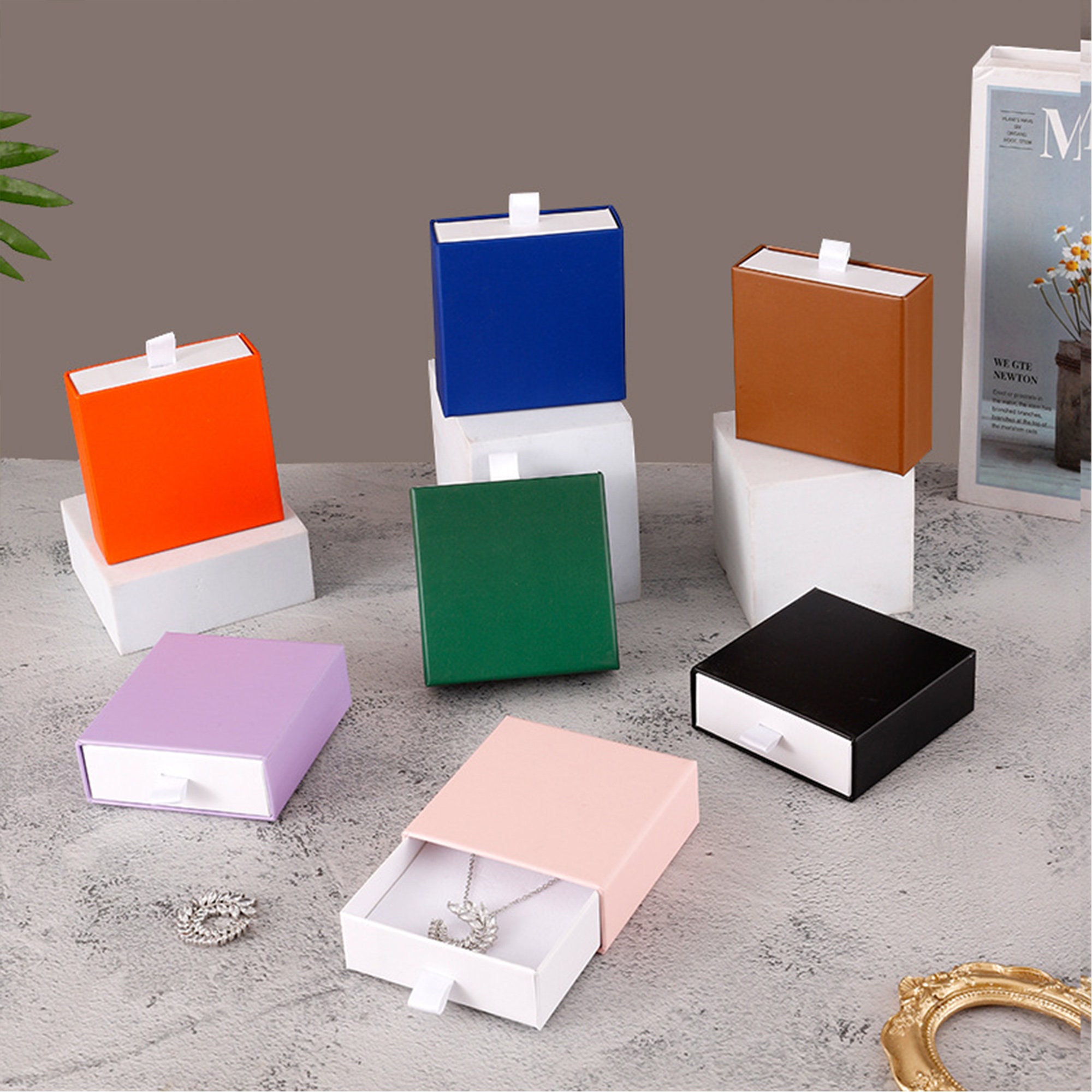 Boîtes à Bijoux En Carton Noir 9x7x3 Cm - Lot De 9 Avec Doublure Velours - Emballage Cadeau Pour Boucles D'oreilles, Colliers, Bagues - 3