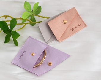 Personalized Microfiber Jewelry Pouch: Embossed Logo, Ring Necklace Bag (100pcs, Custom Size Available)