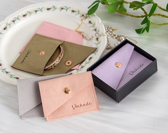 50Pcs Microfiber Jewelry Pouches: Personalized Logo Embossed Ring Necklace Bags