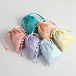 50pcs personalize logo print bags drawstring bags custom jewelry packaging bags pouches favor bags fannel velvet package pouches