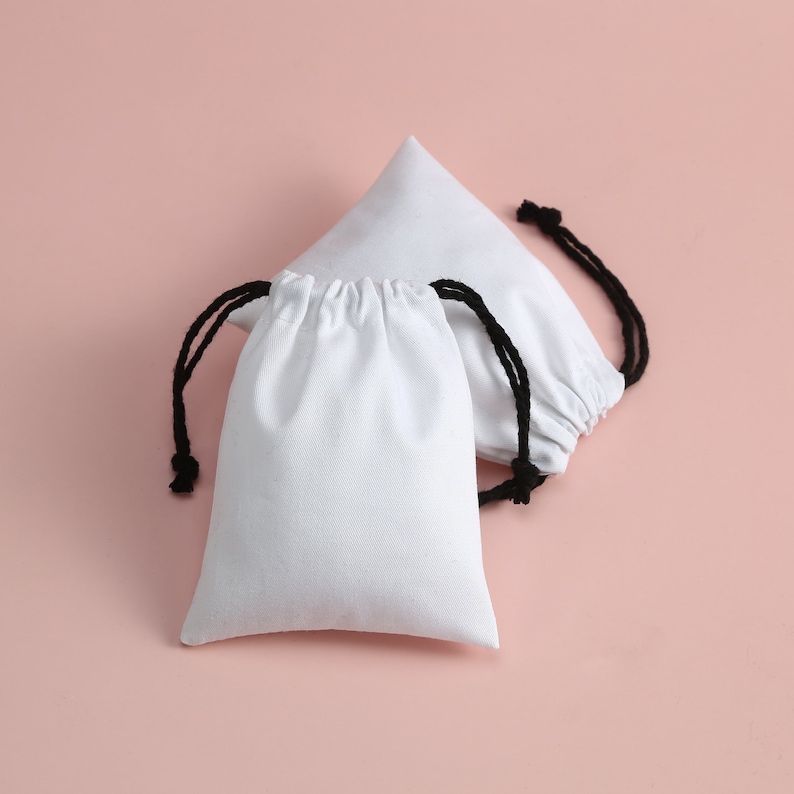 Two White Drawstrings 50pcs White Cotton Drawstring Pouches: Small Packaging Bags, Wedding ...