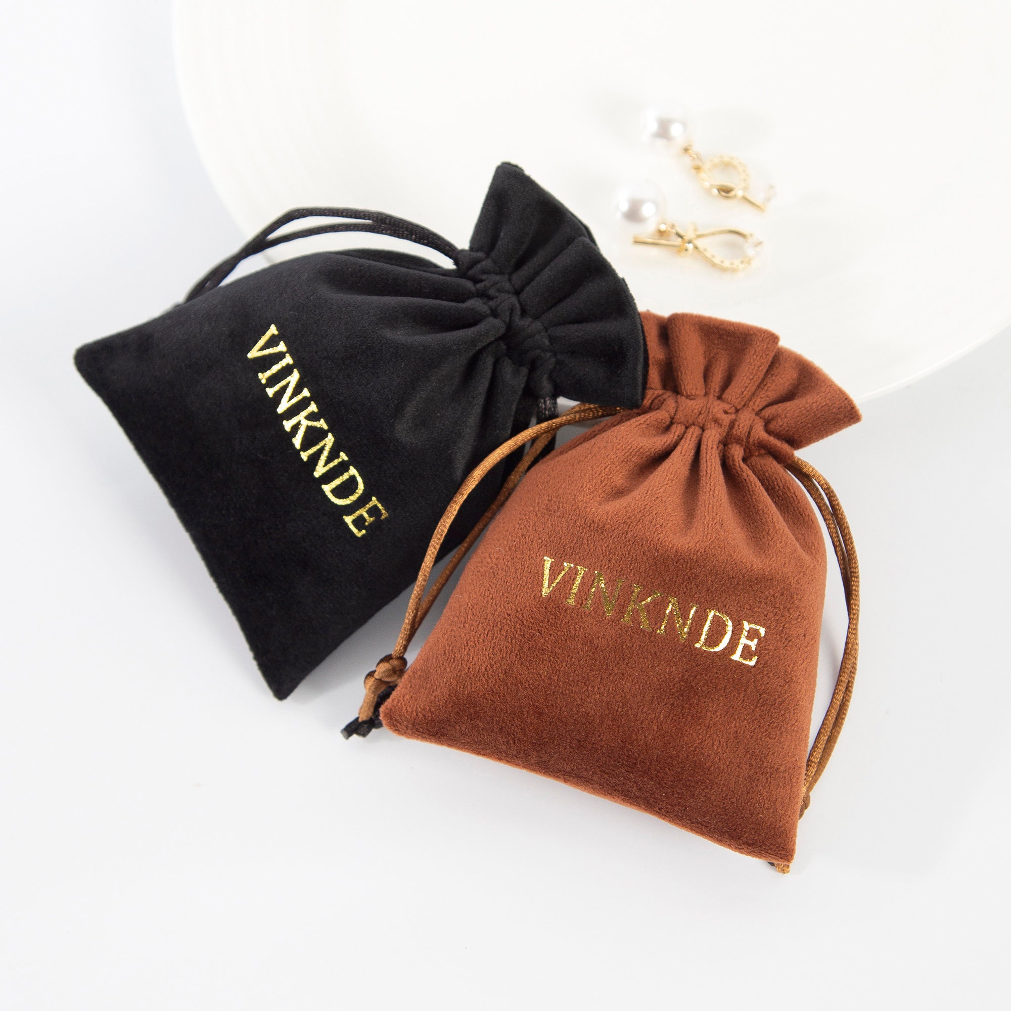 50Pcs Jewelry Pouches Velvet Drawstring 10X15 Luxury Small Jewelry Bag  Party Wedding Christmas Gift Packaging bag Customize Logo