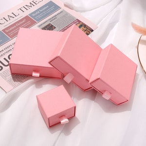 24PCS White Cardboard Drawer Jewelry Box: Ring, Necklace, Earrings Gift Packaging pink