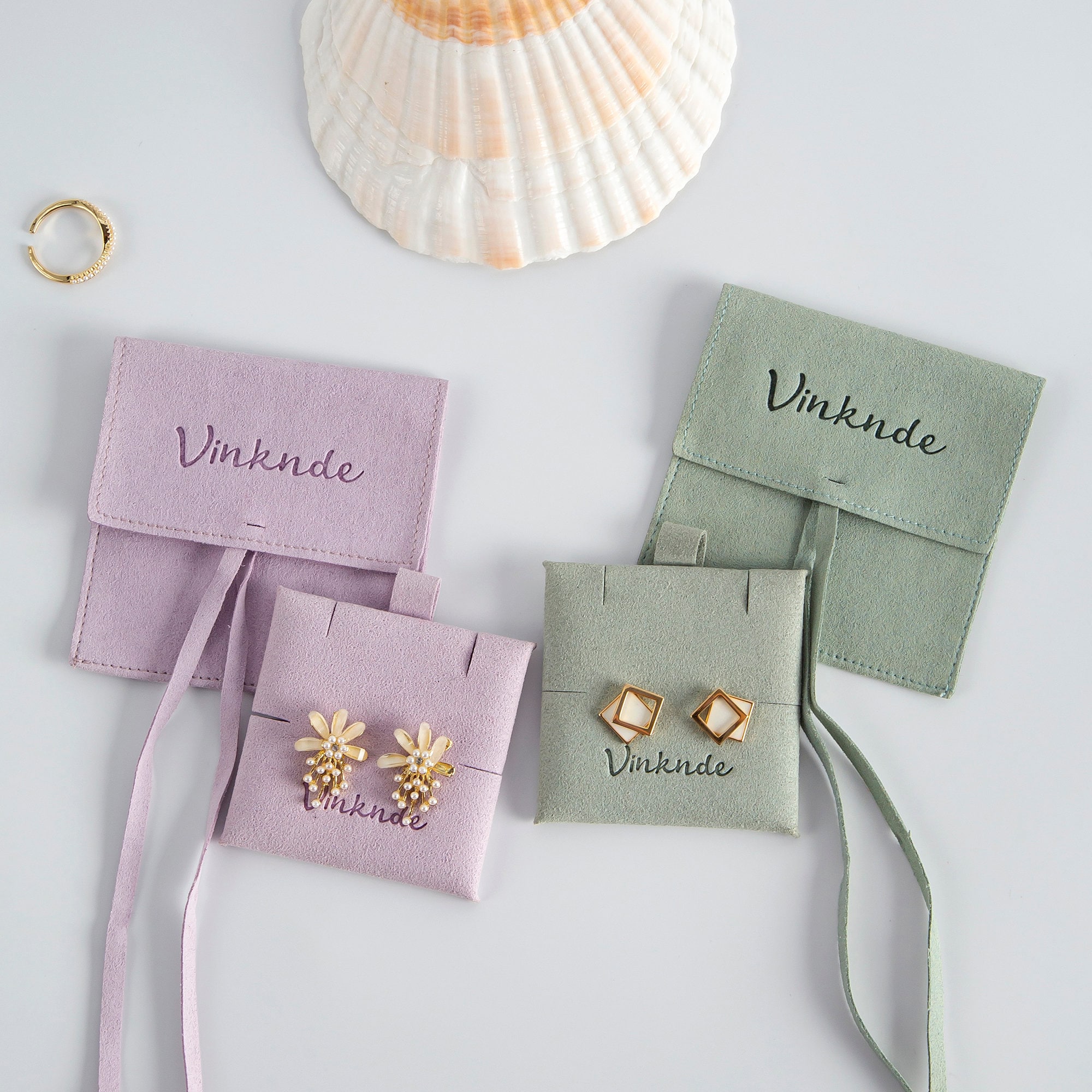 Custom microfiber jewelry package pouch with insert card Logo printed small earrings necklace packaging bags with logo wholesale sales