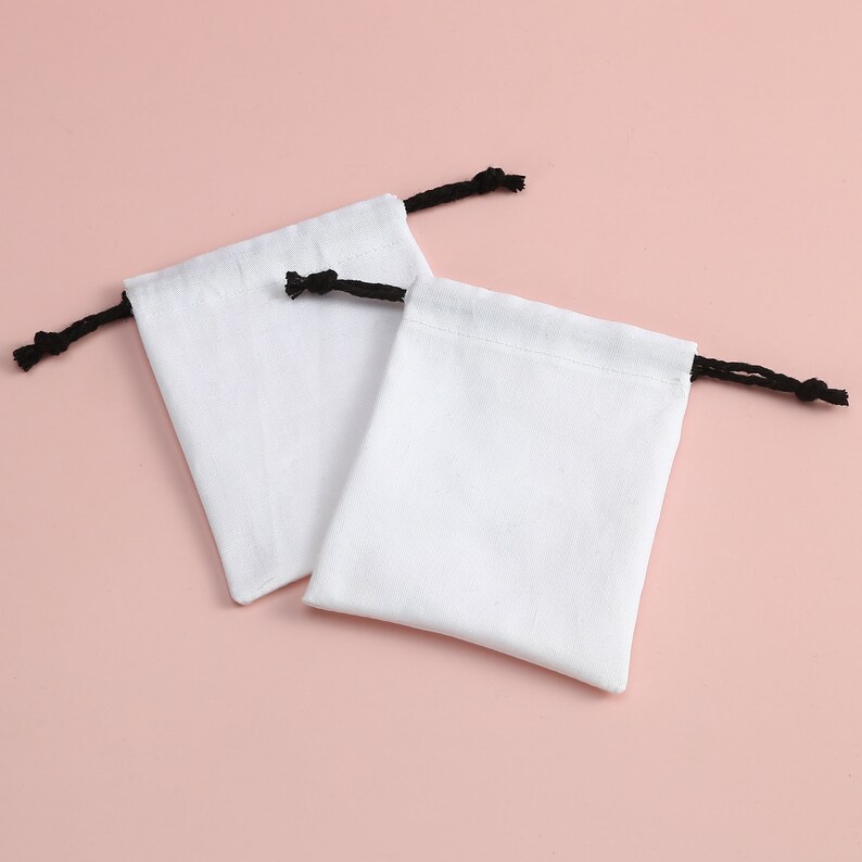 Two White Drawstrings 50pcs White Cotton Drawstring Pouches: Small Packaging Bags, Wedding ...