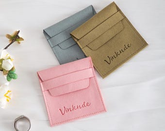 50Pcs Personalized Microfiber Jewelry Pouch - Debossed Suede Envelope Bag