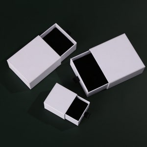 24 White Drawer Cardboard Box Chic Small Paper Jewelry Packaging Box Ring Necklace Earrings Package Bulk Square Kraft Wedding Gift Packing