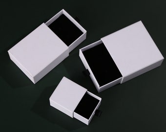 24 White Drawer Cardboard Box Chic Small Paper Jewelry Packaging Box Ring Necklace Earrings Package Bulk Square Kraft Wedding Gift Packing