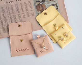 Custom jewelry package pouch bag with insert card Logo printed small earrings necklace packaging bags with button gift bags