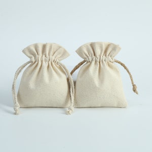 Bolsas mini en blanco 100% tela de algodón con cordón, bolsa de  almacenamiento de 4 tamaños de color sólido para fiesta de cumpleaños,  boda, bolsa de