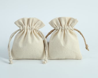 50 bolsas de algodón con cordón para regalos: pequeñas bolsas de lona para joyas.