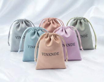 50Pcs Silk Satin Drawstring Bags: Personalized Logo, Wedding Favor, Product Packaging