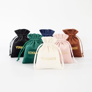 50 pezzi Sacchetti di velluto spesso Sacchetti con coulisse personalizzati Stampa del logo Prodotto Sacchetto per gioielli Imballaggio Sacchetto di velluto Sacchetto per collane