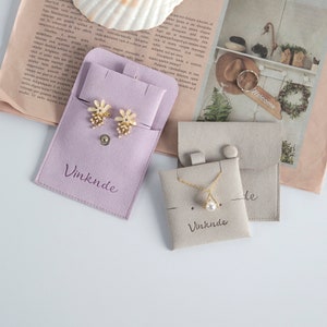 Bolsa de embalaje de joyería personalizada con tarjeta de inserción Bolsas de embalaje de collares y aretes pequeños con logotipo personalizado impreso con botón Bolsas de regalo