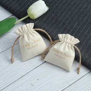 100 Stück Schmuckbeutel, personalisierte Leinenbeutel, Stoffbeutel mit Kordelzug, individuell bedruckte Paketbeutel, Seifenkerzen-Paket, Lieferung im Großhandel