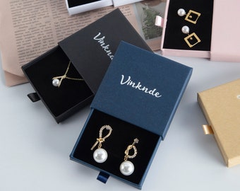 100pcs Custom Logo Jewelry Box: Paper Drawer Packaging