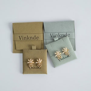 bolsa de microfibra para joias com cartão de inserção, logotipo personalizado, bolsa envelope para joias, embalagem para joias, bolsas para broches e anéis